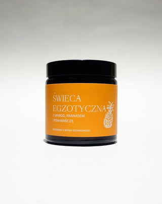 Exotische handgefertigte Rübenkerze mit dem Duft von Mango, Ananas und Mglife-Orange