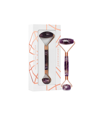 Crystallove Rollenmassagegerät mit Amethyst, Harmoniestein, beruhigend und beruhigend