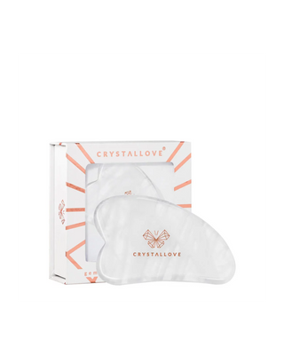 Gua Sha Gesichtsmassageplatte aus einem Bergkristall mit Crystallove Reinigungseigenschaften