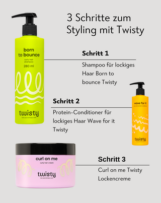 Feuchtigkeitsspendendes Shampoo für lockiges Haar mit Harnstoff und Milchsäure Twisty