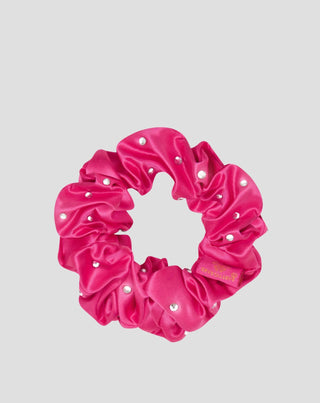 Seiden-Haargummi mit Kristallen – hot pink Crystallove_3 - 3