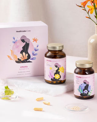 Nahrungsergänzungsmittel zur Unterstützung der richtigen Entwicklung der Schwangerschaft LittleMe trimmen 2 und 3 Health Labs Care