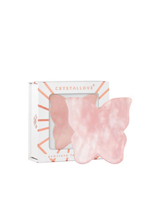 Schmetterlingsteller für Gesichtsmassage Gua Sha aus rosa Kristall