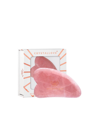 Gua Sha Gesichtsmassageplatte mit rosa Kristall - Crystallove Liebesstein