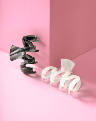 Set mit großen Haarklammern - Perle und schwarz Twisty 2 Stück