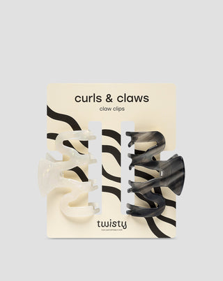 Set mit großen Haarklammern - Perle und schwarz Twisty 2 Stück