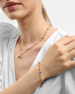 Vergoldetes Edelstahlarmband mit Lapislazuli Mys_1