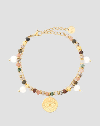 Armband mit Natursteinen Achat, Maifan, Jaspis, Jade und Aventurin Mys