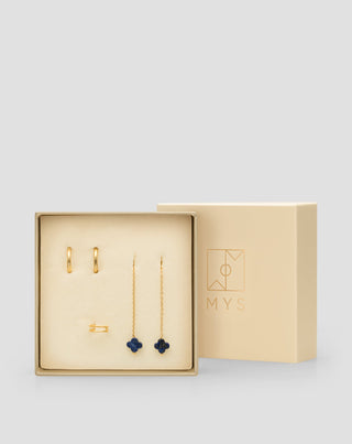 Mys Ohrring-Set aus vergoldetem Edelstahl mit Lapislazuli