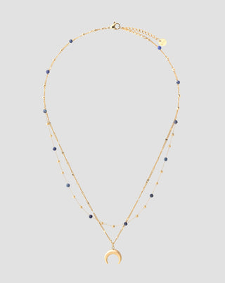 Halskette aus vergoldetem Edelstahl mit Mondsichel und Lapislazuli Mys_4