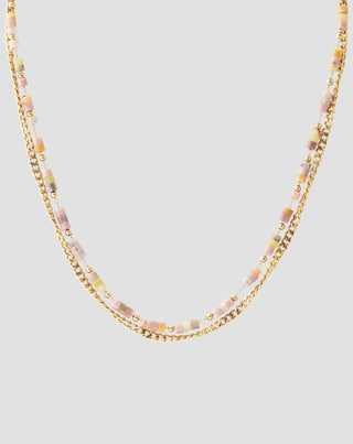 Halskette aus vergoldetem Edelstahl mit rosa Jade und Zitrone Mys_3