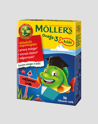 Nahrungsergänzungsmittel mit Omega-3-Fettsäuren Moller's Himbeer-Fisch 36 Gelees - 1