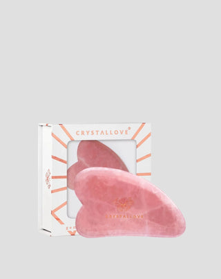 Gesichts-Massageplatte Gua Sha aus Rosenquarz - der Liebesstein Crystallove - 1