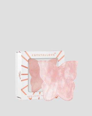 Gesichts-Massageplatte Motylek aus Rosenquarz Gua Sha Crystallove - 1