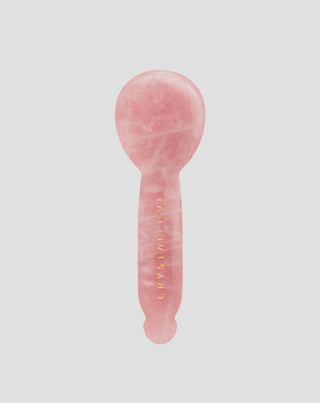 Gua Sha Massagegerät für die Augenpartie aus Rosenquarz – Gesichtreflexologie Crystallove - 1